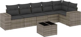 vidaXL 7 részes szürke polyrattan kerti ülőgarnitúra párnákkal