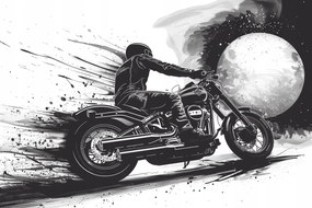 Vászonkép Canvas Grafika Rajz Motorkerékpár Hold B&amp;w 120x80