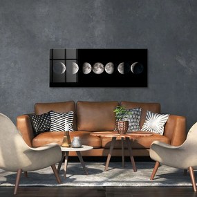 Üveg falikép, holdfázisok, 50x125 cm, fekete - CYCLE