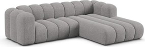 Szürke zsenília sarokkanapé (jobb oldali-heverő résszel) Lupine – Micadoni