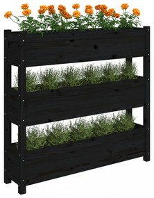 fekete tömör fenyő növénytartó 112 x 25 x 104,5 cm