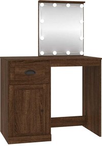 vidaXL barna tölgyszínű szerelt fa pipereasztal LED-del 90x50x132,5 cm