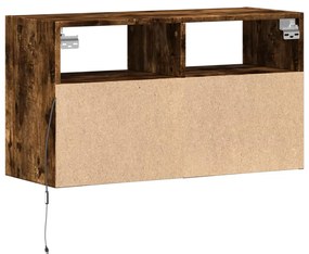 füstös tölgy színű fali TV-szekrény LED-ekkel 80x31x45 cm