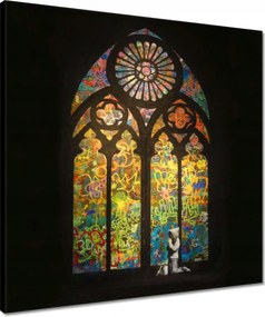 Vászonkép 50x50 Banksy ólomüveg templom