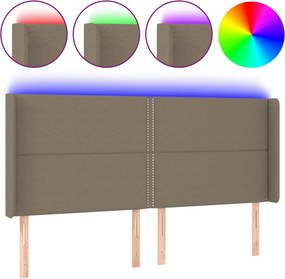 vidaXL tópszínű szövet LED-es fejtámla 203x16x118/128 cm