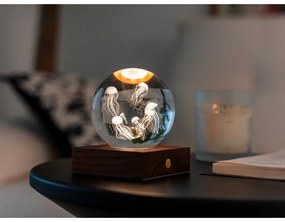 Natúr színű LED asztali lámpa üveg búrával (magasság 8 cm) Amber – Gingko