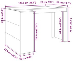 füstös tölgy színű szerelt fa irodai asztal 123,5x73,5x75 cm
