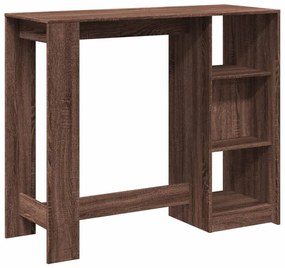 barna tölgy színű szerelt fa bárasztal polccal 124x46x103,5 cm