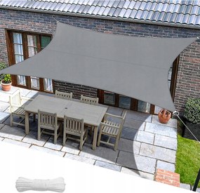 Napellenző Nagy Napvitorla Vízálló 3x4m Szürke Erős Kerti