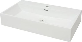 vidaXL Fehér kerámia mosdó csaptelep furattal 76x42,5x14,5 cm