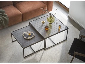 Sötétbarna dohányzóasztal tölgyfa asztallappal ø 80 cm Deerfield – Rowico