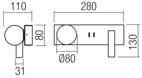 Redo 01-4662 - NORMA LED fali lámpa LED/5W/230V+LED/3W CRI90 USB bronz