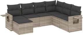 vidaXL 7 részes világosszürke polyrattan kerti ülőgarnitúra párnákkal