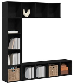 Könyvespolcok 3 db Fekete Tölgy 36x30x143 cm Mérnöki Fa