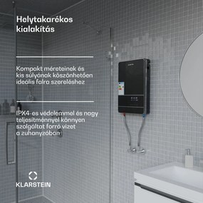 Blaze Flow Elektromos átfolyós vízmelegítő, rozsdamentes acél fűtőelem, LED kijelző, 24 kW
