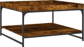 vidaXL füstös tölgy színű szerelt fa és vas dohányzóasztal 80x80x45 cm