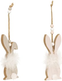 Lógatható fa nyuszi FLUFFY BUNNY 12 cm - több változat