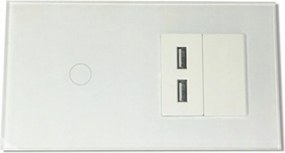 Érintőkapcsoló Üveg 1K Töltő 2x Usb A 2.4A