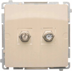 Simon Basic Antenna aljzat F Dupla Süllyesztett Bézs