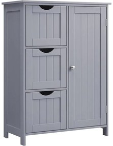 Fürdőszobai szekrény, komód, 3 fiókkal, Állítható polc, 30 x 60 x 81 cm, szürke