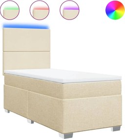 vidaXL krémszínű szövet rugós ágy matraccal 90 x 200 cm