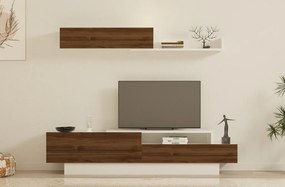 Elda TV-állvány, fehér-dió, 160 cm