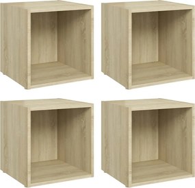 vidaXL 4 db sonoma tölgy színű szerelt fa TV-szekrény 37 x 35 x 37 cm