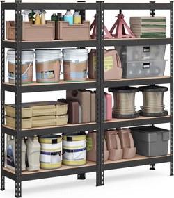 SONGMICS 5 szintes polcrendszer készlet 2 db-os,  30×75×150 cm, fekete