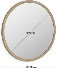 Fali tükör tömörfa kerettel ø 100 cm Alum – Kave Home