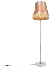Retro állólámpa sárgarézzel és Granny búrával aranyban 45 cm - Kaso