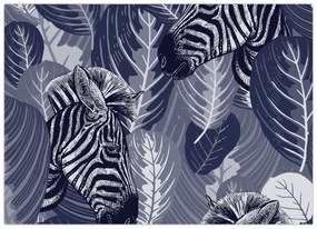 Üveg kép - Kék zebrák (70x50 cm)