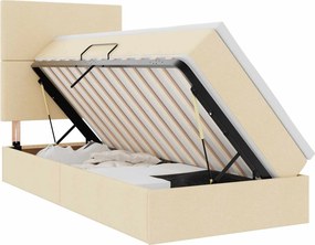 vidaXL Ágy tárolóval és matraccal Krém 90 x 190 cm Poliészter