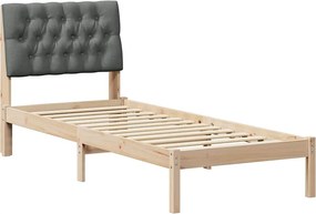 vidaXL Ágykeret Kárpitozott Fejtámlával fejtámlával Barna 80 x 200 cm