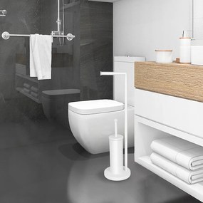 Erga 104, WC-papír és WC-kefe tartó 19x19x72 cm, fehér matt, ERG-SEP-10STOLAZ104WH