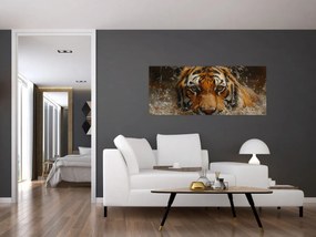 Kép - Portré egy tigris a vízben (120x50 cm)