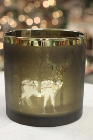 Arany-barna üveg gyertyatartó Erdő 15cm