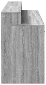 szürke sonoma színű szerelt fa íróasztal LED-ekkel 160x55x91 cm