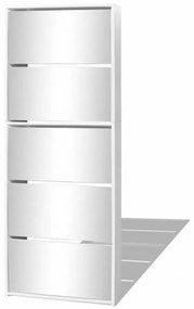 fehér 5 szintes tükrös cipőszekrény 63 x 17 x 169,5 cm