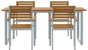 5 részes kertibútor étkező szett tömör akác és fém