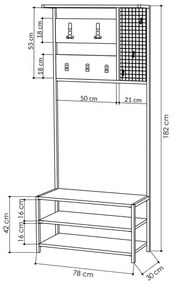 Előszoba fal NOMAD 182x78 cm fekete/antracit