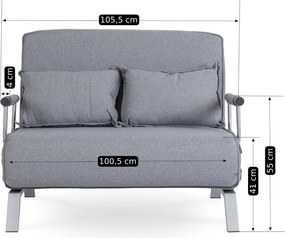 Kétszemélyes dönthető fotel szürke színben BART 2