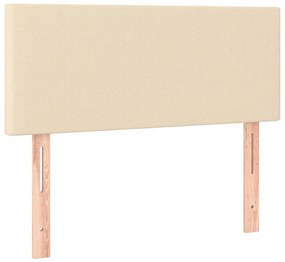 krémszínű szövet rugós és LED-es ágy matraccal 90x190 cm