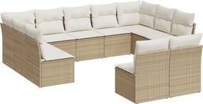 vidaXL 11 részes bézs polyrattan kerti ülőgarnitúra párnákkal