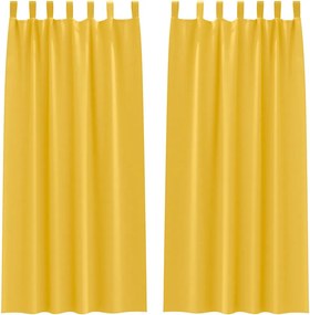 vidaXL Fekete Függöny Gyűrűkkel 2 pcs Mustár sárga 245 x 140 cm