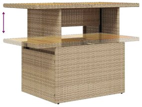10 részes bézs polyrattan akácfa kerti ülőgarnitúra párnával