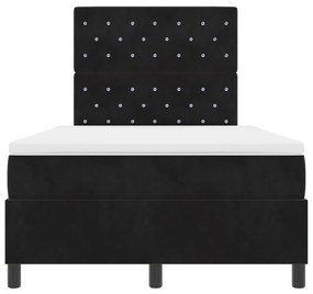 Box Spring Ágy Mattal és LED Fekete 120x190 cm Bársony
