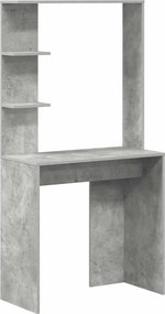 vidaXL Asztal polcokkal Beton Szürke 78,5 x 37 x 154,5 cm Faanyag