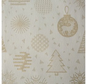 Karácsonyi asztali futó jacquard anyagból karácsonyi motívumokkal Arany 40x140 cm