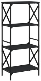 4 szintes fekete szerelt fa könyvespolc 59 x 35 x 132 cm
