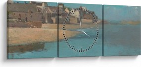 Kép - Odilon Redon, Village by the Sea in Brittany, reprodukciók (órával) (90x30 cm)